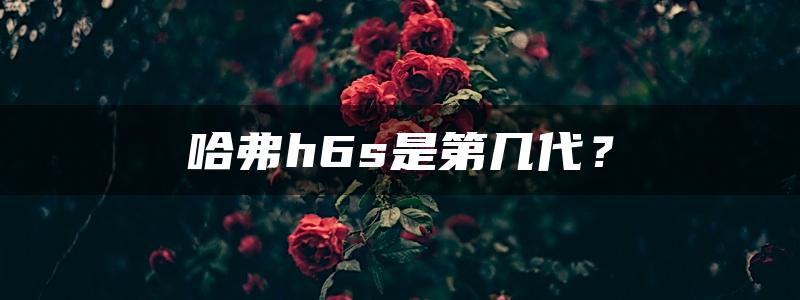 哈弗h6s是第几代？