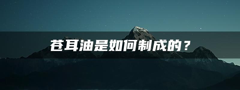 苍耳油是如何制成的？