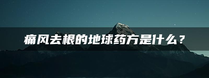 痛风去根的地球药方是什么？