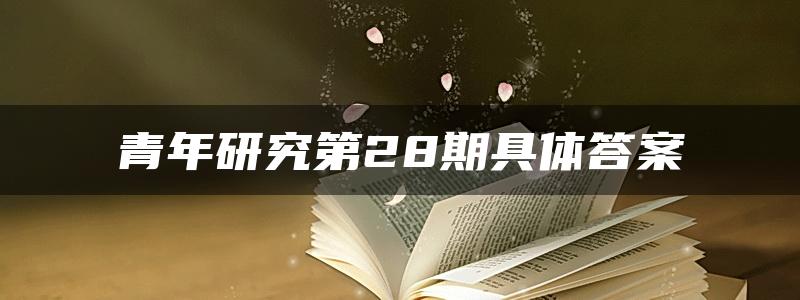 青年研究第28期具体答案