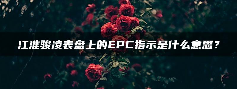 江淮骏凌表盘上的EPC指示是什么意思？