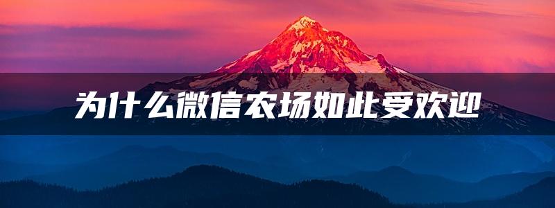 为什么微信农场如此受欢迎