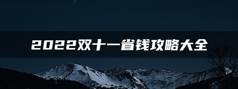 2022双十一省钱攻略大全