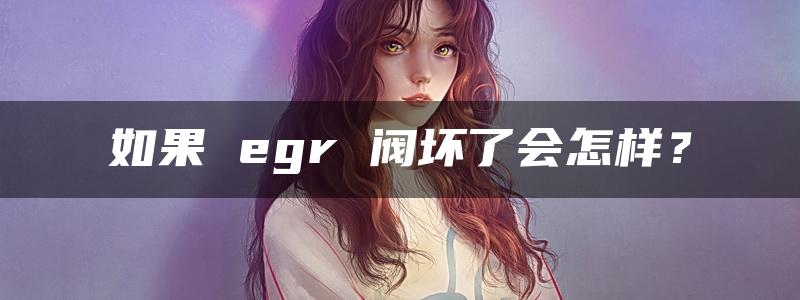 如果 egr 阀坏了会怎样？