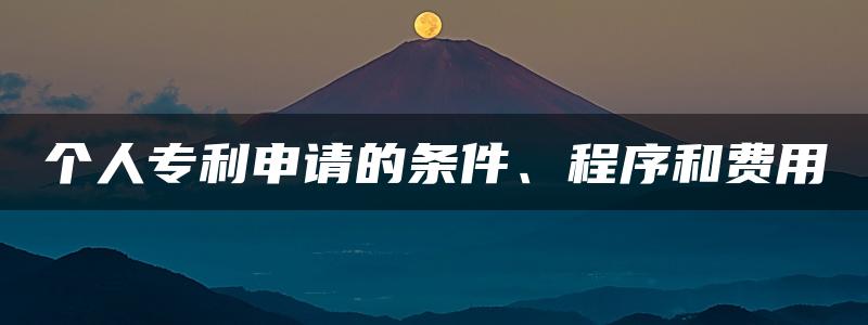 个人专利申请的条件、程序和费用