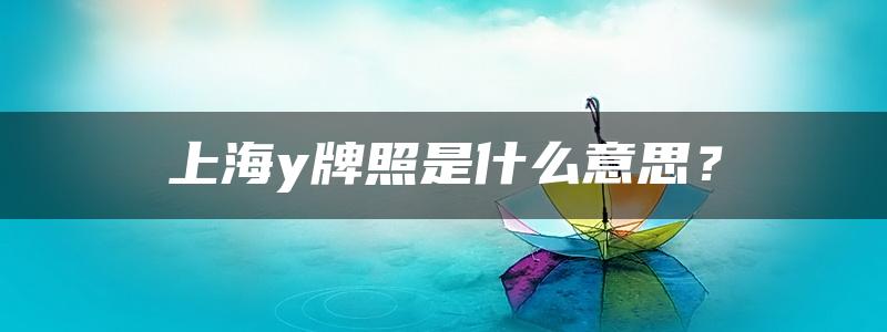 上海y牌照是什么意思？