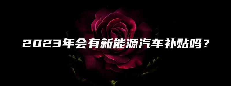 2023年会有新能源汽车补贴吗？