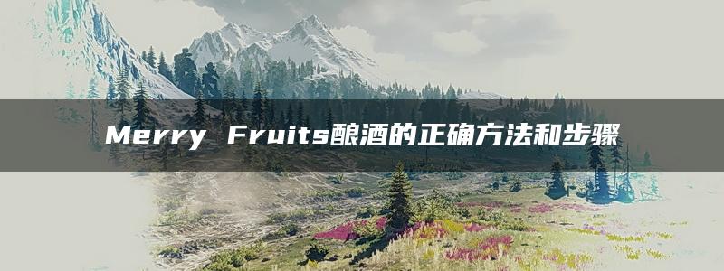 Merry Fruits酿酒的正确方法和步骤