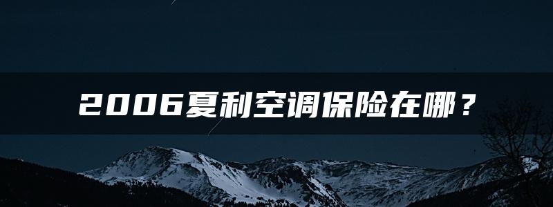 2006夏利空调保险在哪？