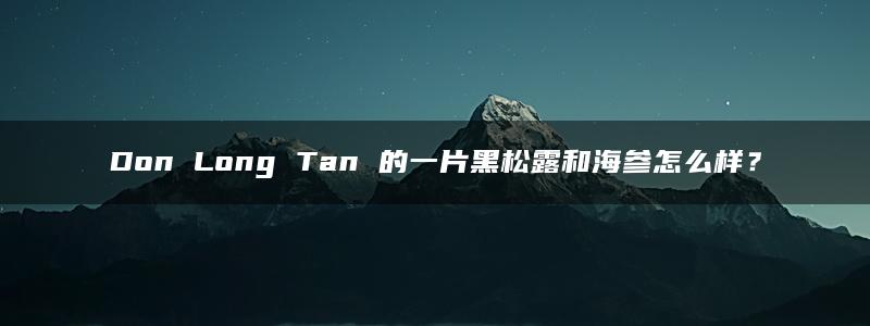 Don Long Tan 的一片黑松露和海参怎么样？