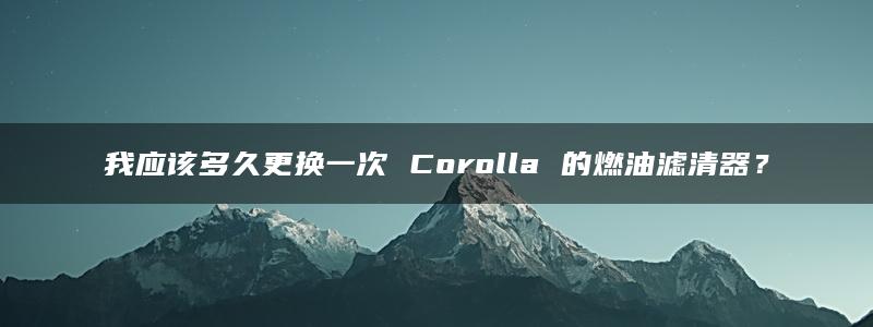 我应该多久更换一次 Corolla 的燃油滤清器？