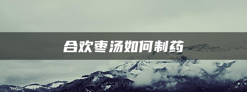 合欢枣汤如何制药